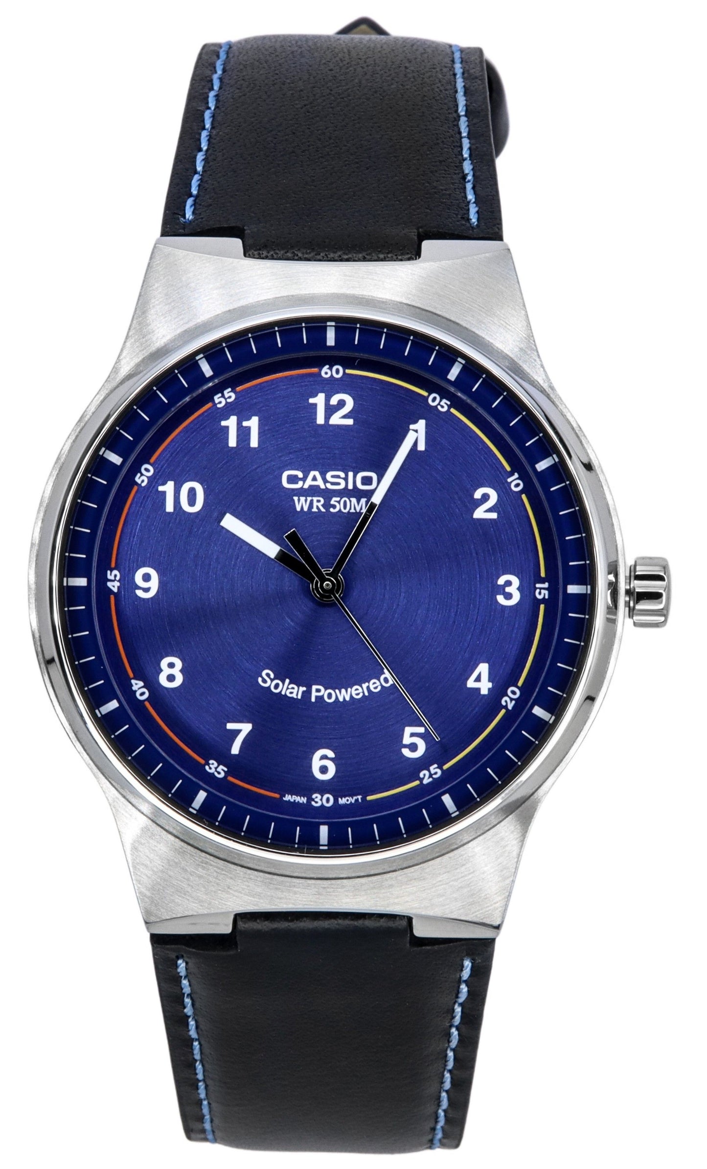 Casio Standard Analog Leather Strap Blue Dial Solar Powered MTP-RS105L-2B Men's Watch