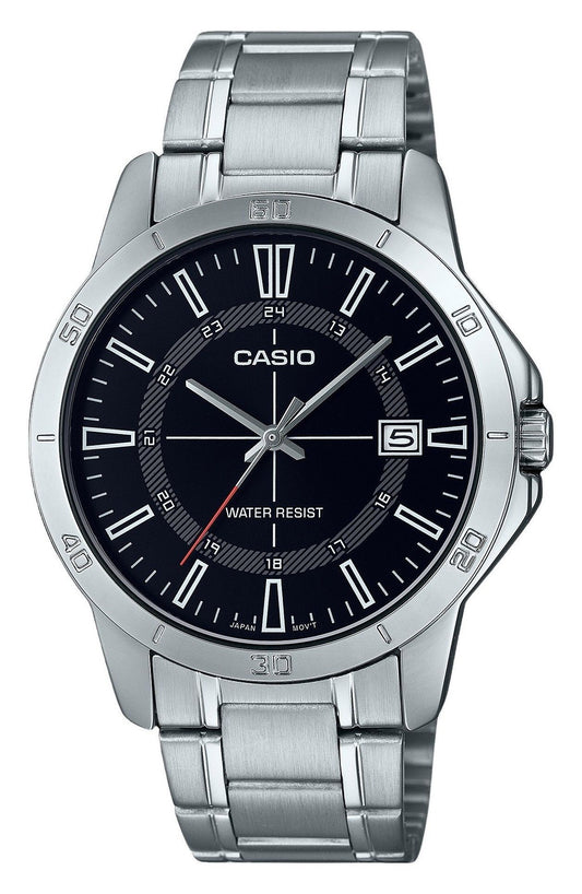 Casio Standard Analog Stainless Steel Black Dial Quartz MTP-V004D-1C Men's Watch