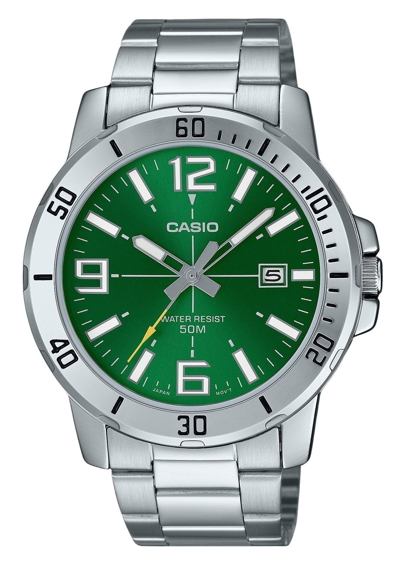 Casio Standard Analog Stainless Steel Green Dial Quartz MTP-VD01D-3BV Men's Watch