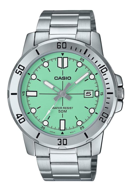 Casio Standard Analog Stainless Steel Mint Green Dial Quartz MTP-VD01D-3E1V Men's Watch