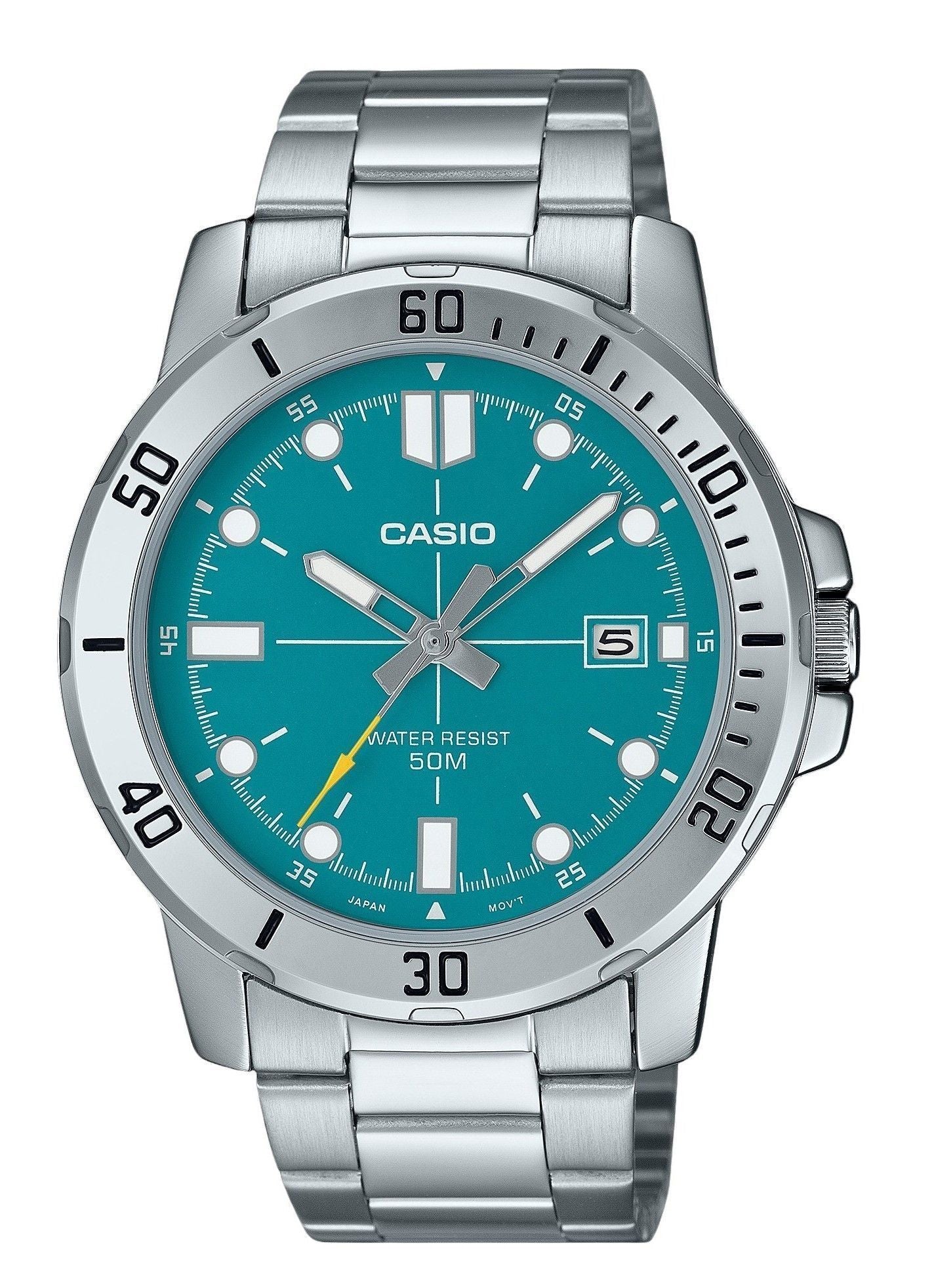 Casio Standard Analog Stainless Steel Turquoise Blue Dial Quartz MTP-VD01D-3E2V Men's Watch