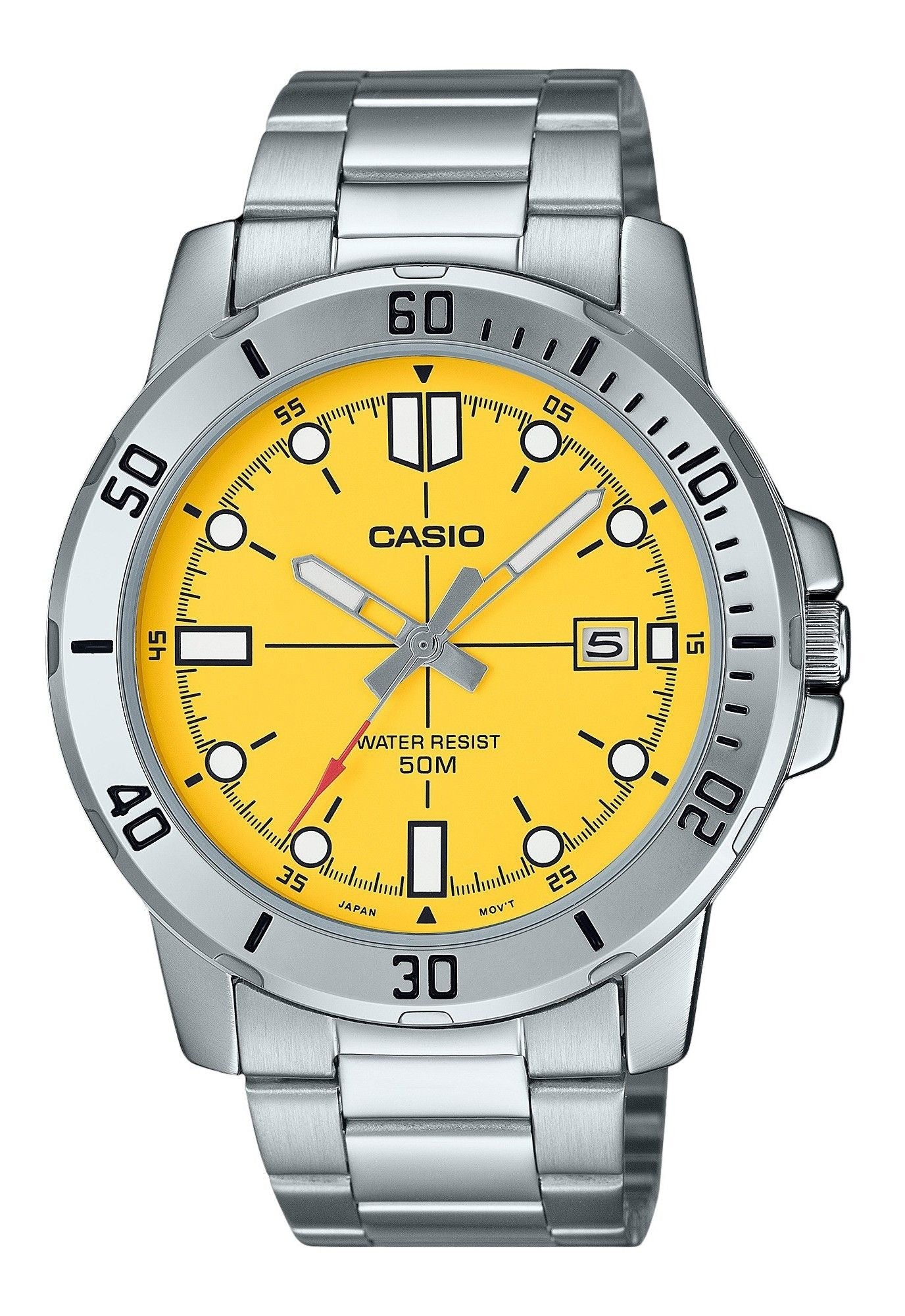 Casio Standard Analog Stainless Steel Yellow Dial Quartz MTP-VD01D-9EV Men's Watch