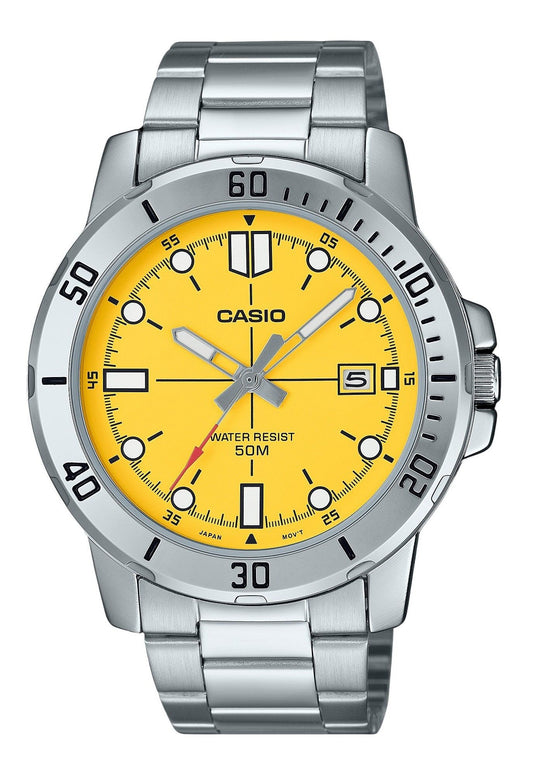 Casio Standard Analog Stainless Steel Yellow Dial Quartz MTP-VD01D-9EV Men's Watch