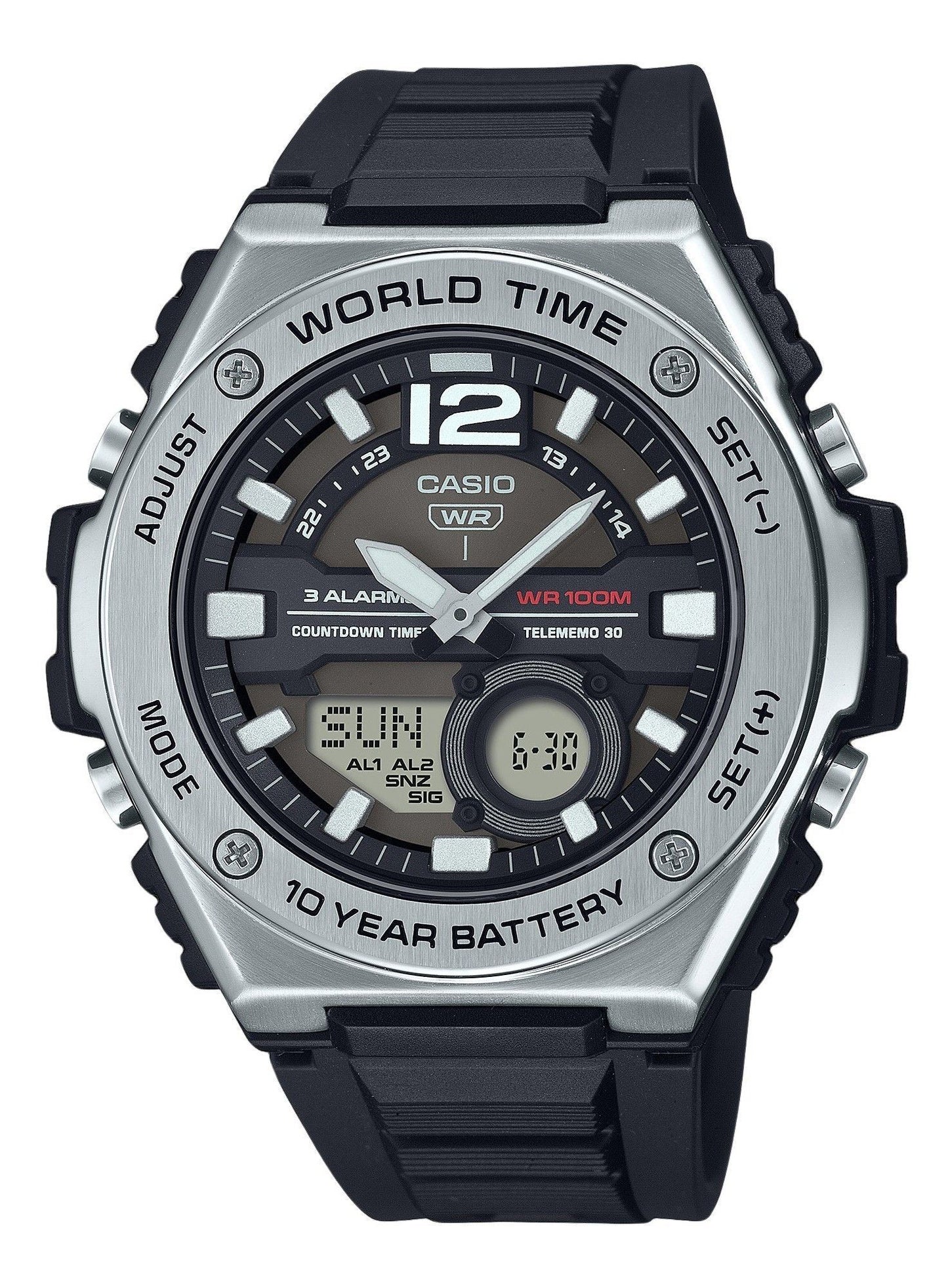 Casio Standard Analog Digital Resin Strap Black Dial Quartz MWQ-100-1AV 100M Men's Watch