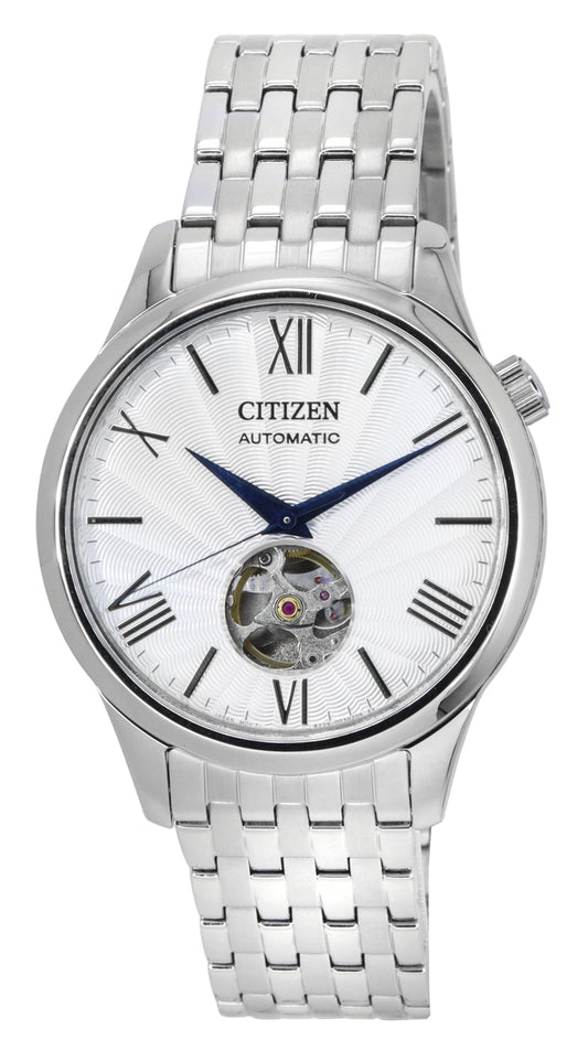 Citizen Stainless Steel Open Heart Silver Dial Automatic NH9130-84A Men's Watch