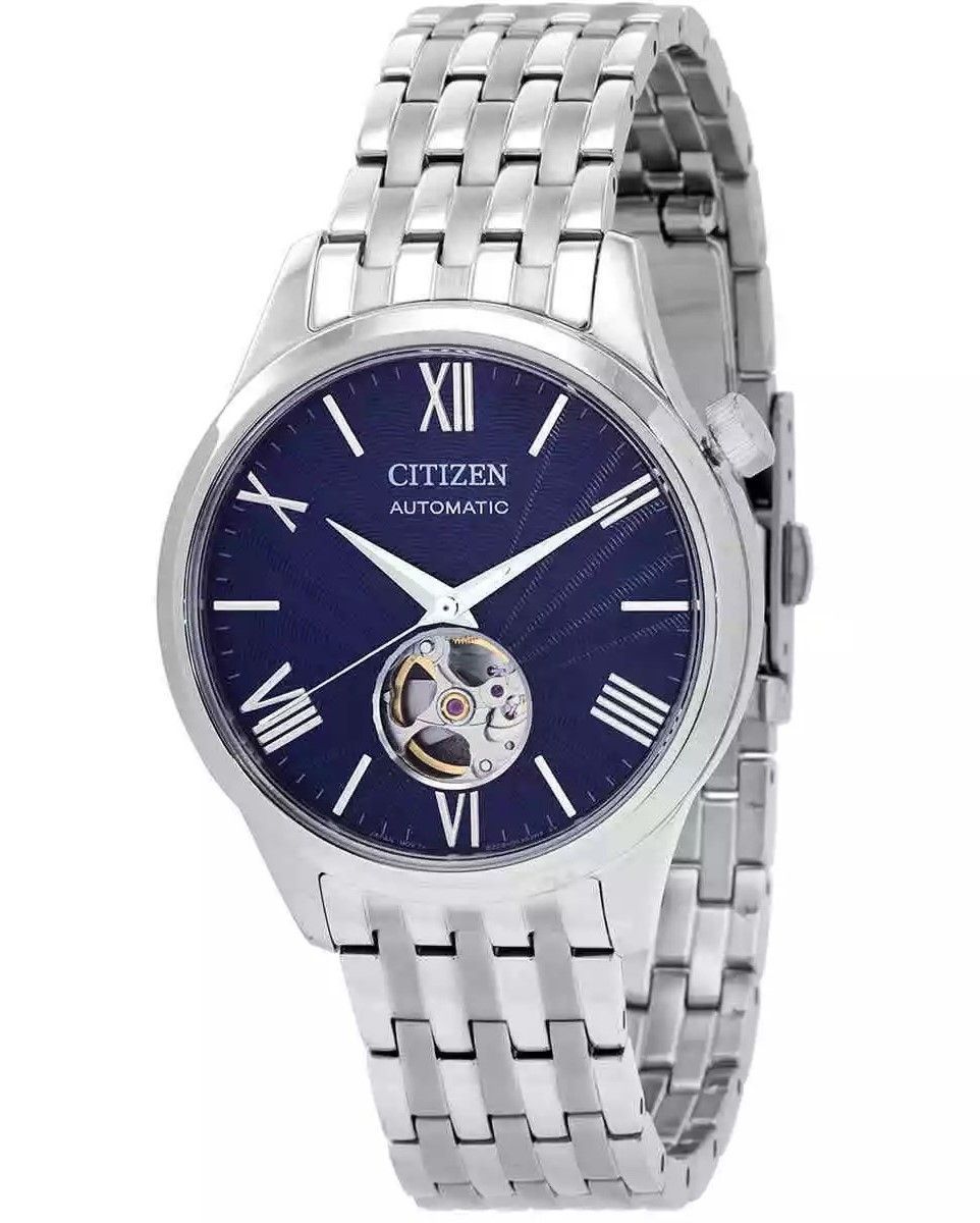 Citizen Stainless Steel Open Heart Blue Dial Automatic NH9130-84L Men's Watch