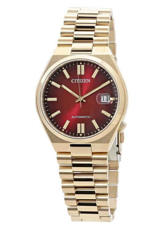 Citizen Tsuyosa Gold Tone Stainless Steel Wine Red Dial Automatic NJ0153-82X Men's Watch