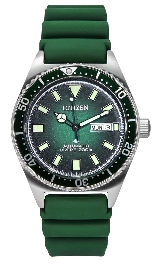 Citizen Promaster Polyurethane Strap Green Dial Automatic Diver's NY0121-09X 200M Men's Watch