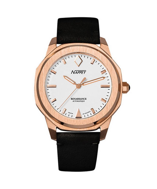 Nappey Renaissance Rose Gold And White Suede Automatic NY41-BD2M-3B1A 200M Unisex Watch