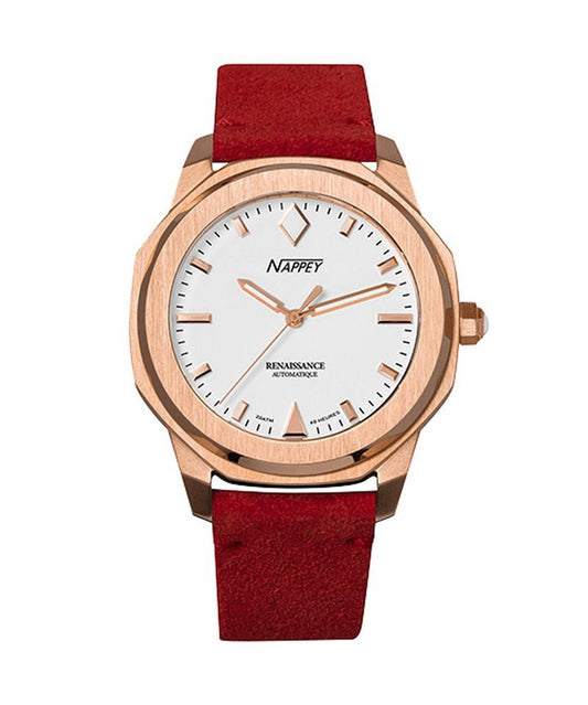 Nappey Renaissance Rose Gold And White Suede Automatic NY41-BD2M-3B6A 200M Unisex Watch