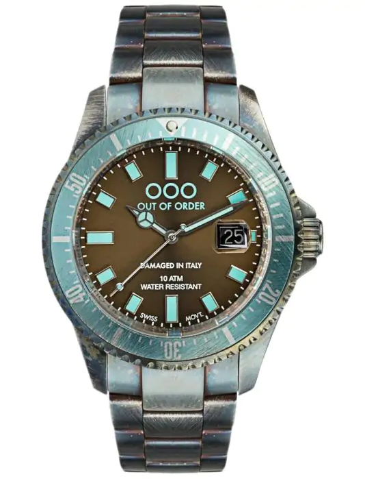 Out Of Order Turquoise And Casanova Brown Dial Quartz OOO.001-18.TU.MS 100M Men's Watch