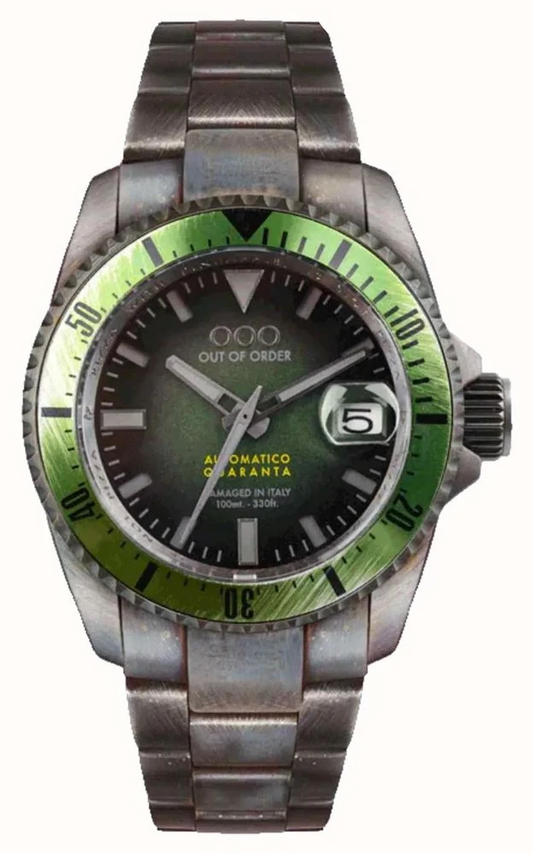 Out Of Order Green Automatic Quaranta Automatic OOO.001-21.VE 100M Men's Watch