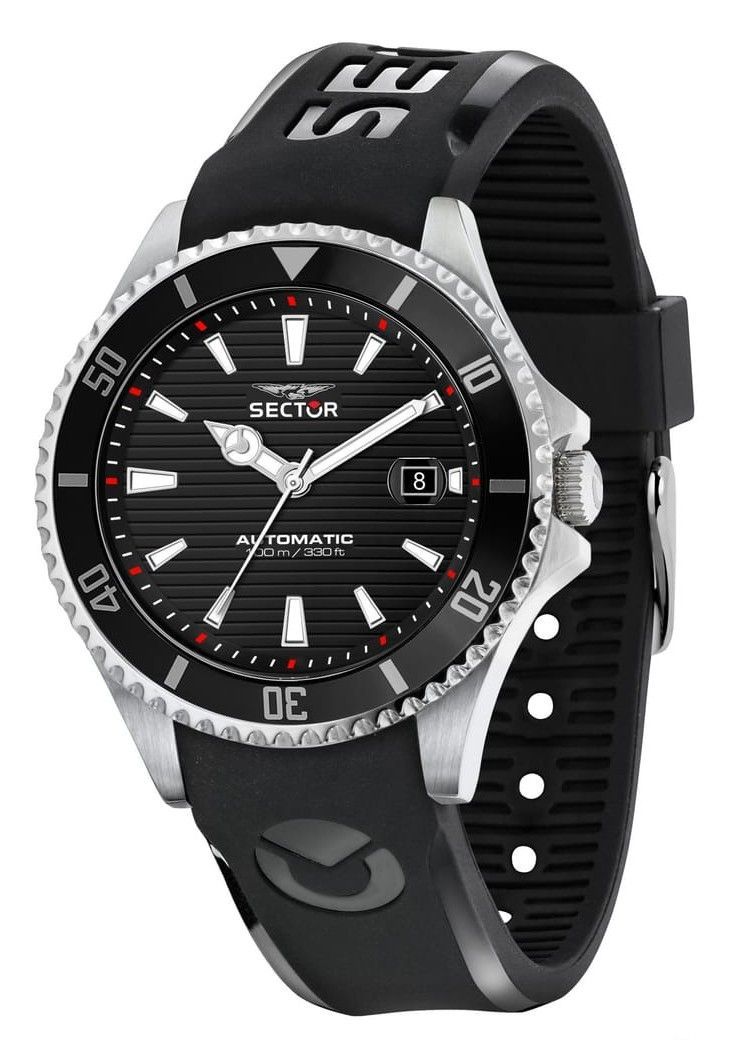 Sector 230 Automatico Silicone Strap Black Dial Automatic R3221161002 100M Men's Watch