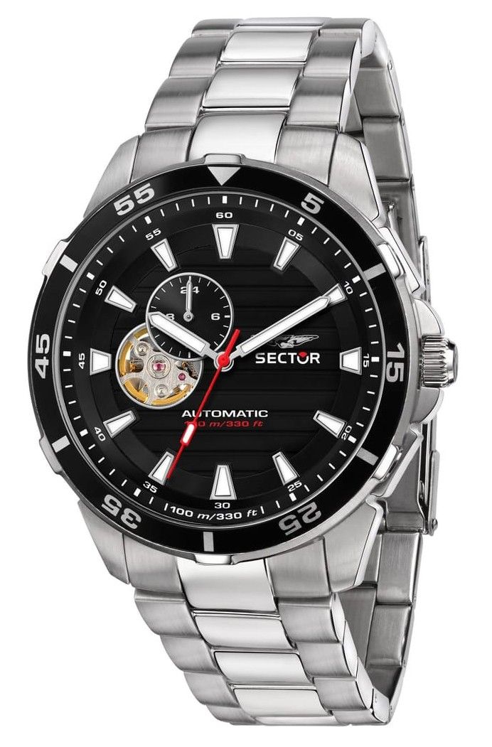 Sector ADV2500 Automatic Stainless Steel Open Heart Black Dial Automatic R3223243001 100M Men's Watch