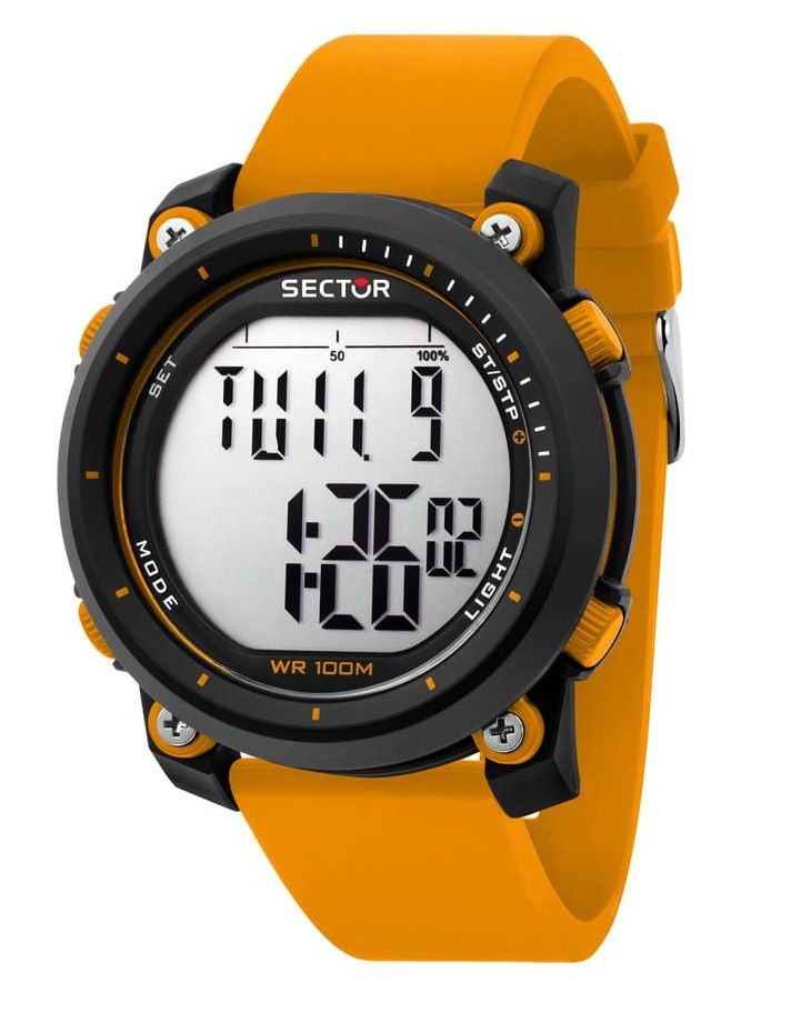 Sector EX-38 Digital Orange Plastic Strap Quartz R3251546001 100M Men's Watch