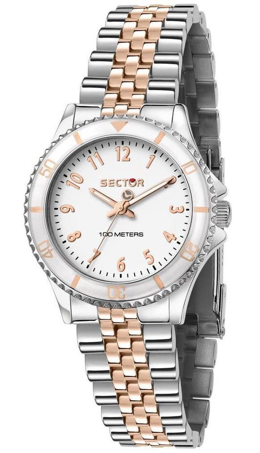 Sector 230 Just Time Two Tone Stainless Steel White Dial Quartz R3253161533 100M Women's Watch