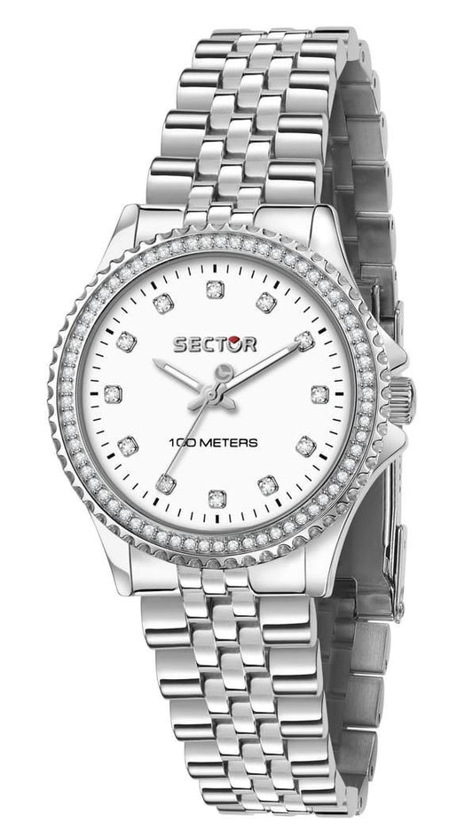 Sector 230 Just Time Crystal Accents White Dial Quartz R3253161538 100M Women's Watch