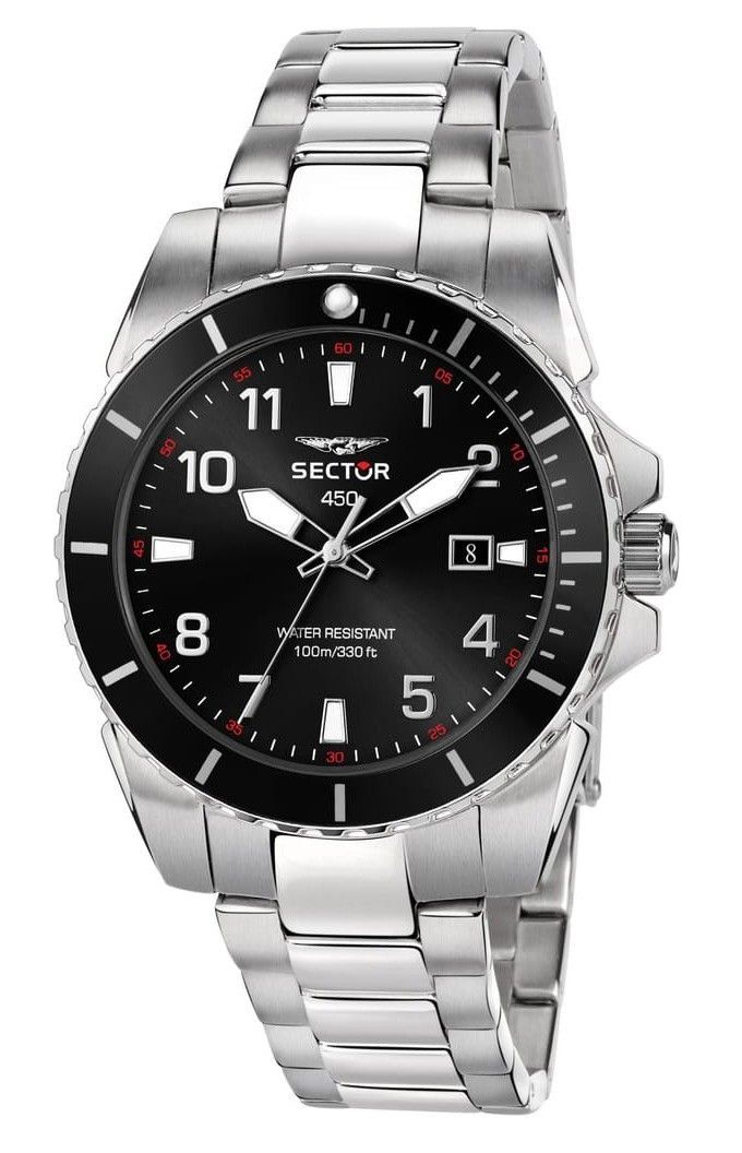 Sector 450 Date And Time Stainless Steel Black Dial Quartz R3253276009 100M Men's Watch