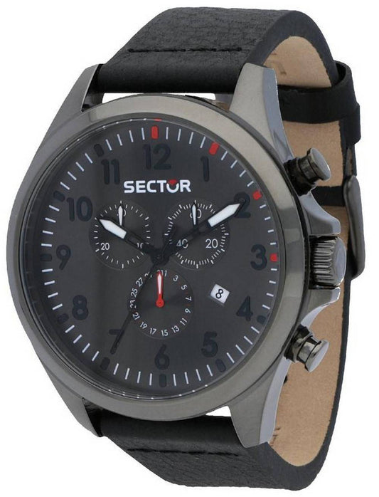 Sector 180 Chronograph Sunray Gun Dial Leather Strap Quartz R3271690026 100M Men's Watch