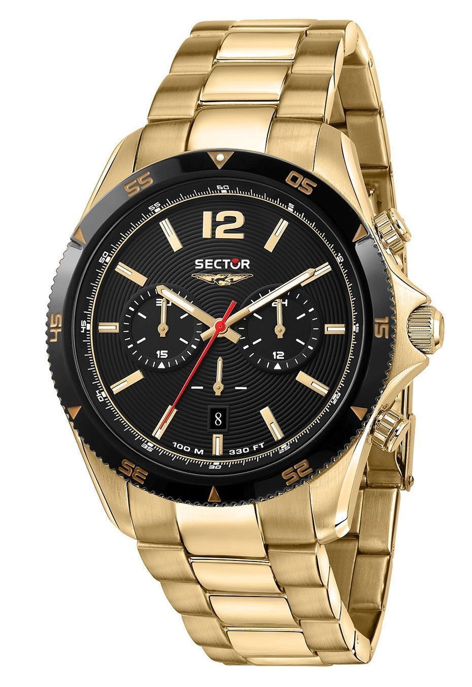 Sector 650 Chronograph Gold Tone Stainless Steel Black Dial Quartz R3273631002 100M Men's Watch