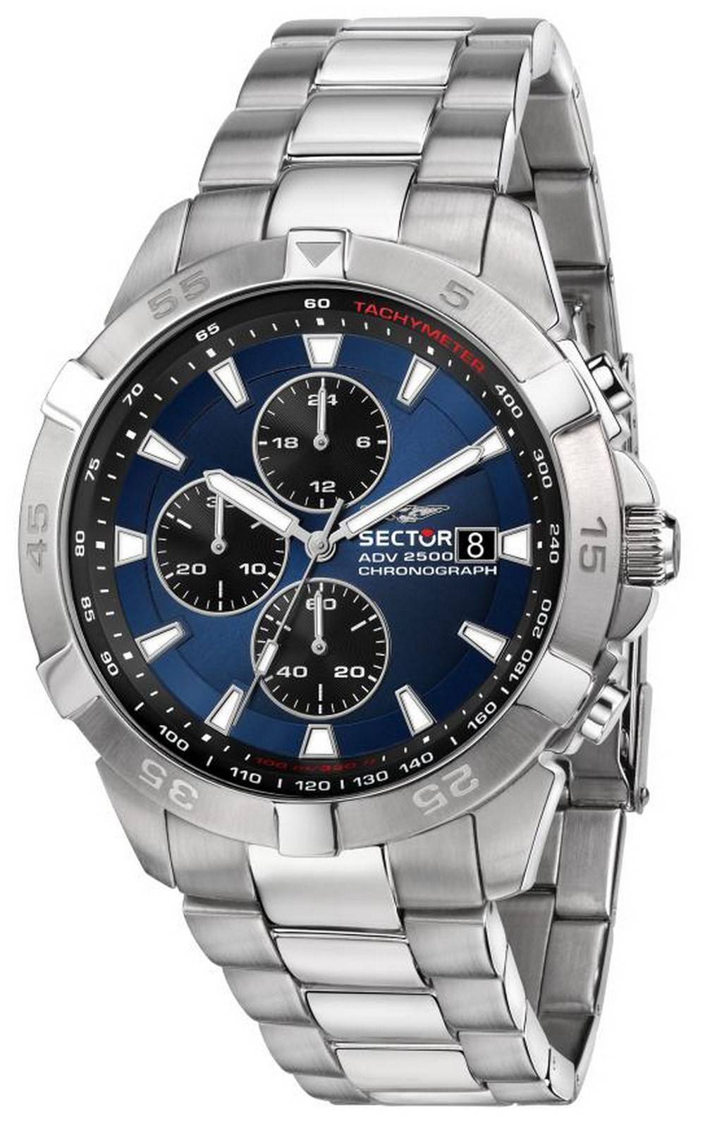 Sector ADV2500 Chronograph Blue Dial Stainless Steel Quartz R3273643004 100M Men's Watch