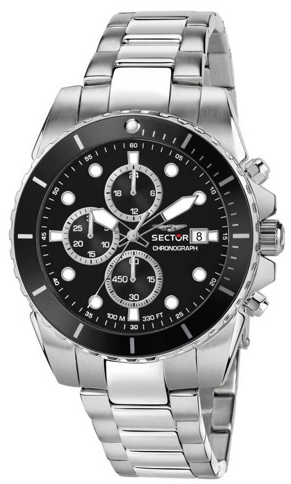 Sector 450 Chronograph Black Sunray Dial Stainless Steel Quartz R3273776002 100M Men's Watch