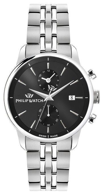 Philip Watch Swiss Made Anniversary Chronograph Stainless Steel Black Dial Quartz R8273650002 100M Men's Watch