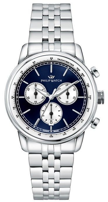 Philip Watch Swiss Made Anniversary Chronograph Stainless Steel Blue Dial Quartz R8273650004 100M Men's Watch