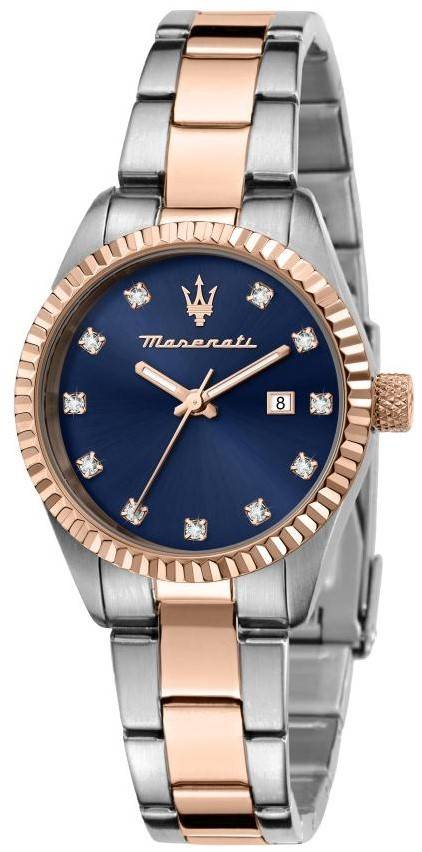 Maserati Competizione Crystal Accents Two Tone Stainless Steel Blue Dial Quartz R8853100507 100M Women's Watch