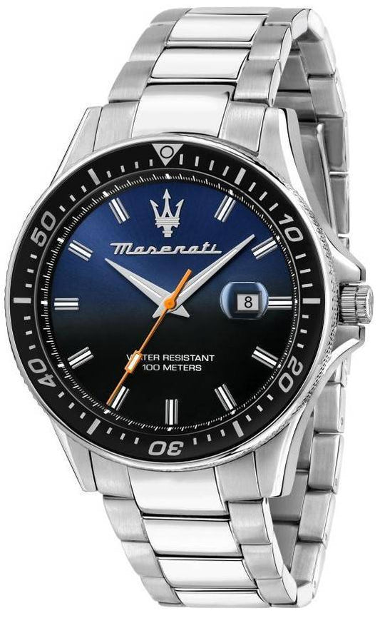 Maserati Sfida Stainless Steel Black And Blue Dial Quartz R8853140001 100M Men's Watch