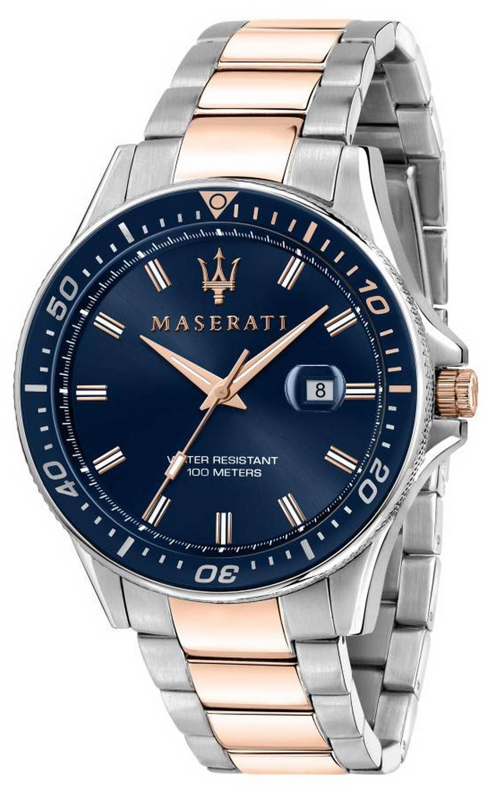 Maserati Sfida Blue Dial Two Tone Stainless Steel Quartz R8853140003 100M Men's Watch