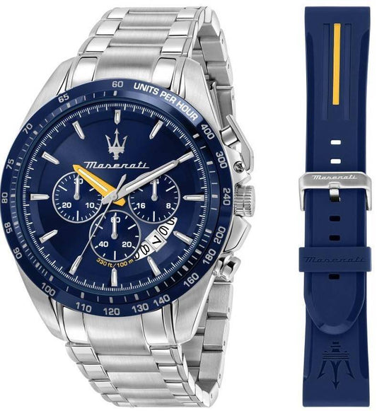 Maserati Modena Edition Chronograph Stainless Steel Blue Dial Quartz R8871612039 100M Men's Watch Gift Set