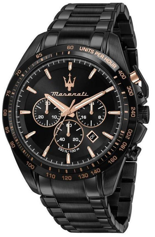 Maserati Traguardo Chronograph Stainless Steel Black Dial Quartz R8873612048 100M Men's Watch