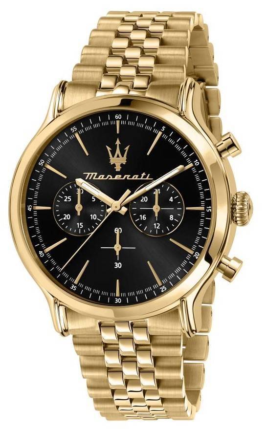 Maserati Epoca Gold Tone Chronograph Black Dial Quartz R8873618023 100M Men's Watch