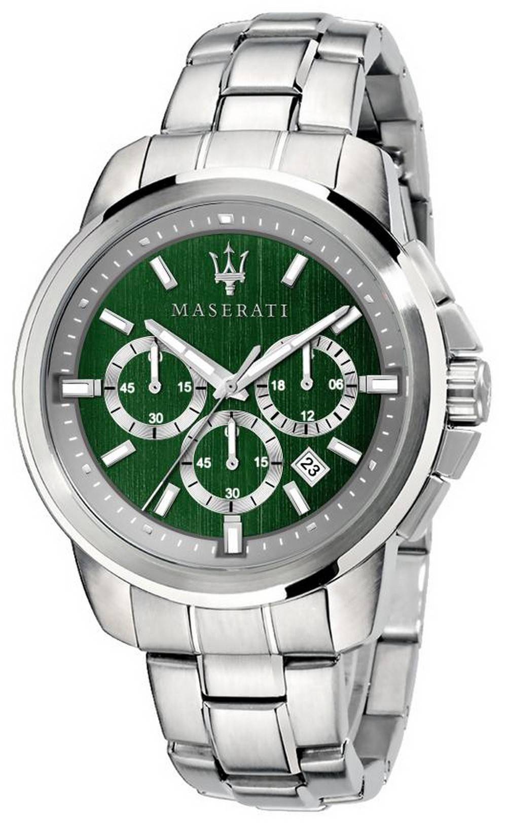 Maserati Successo Chronograph Green Dial Stainless Steel Quartz R8873621017 Men's Watch