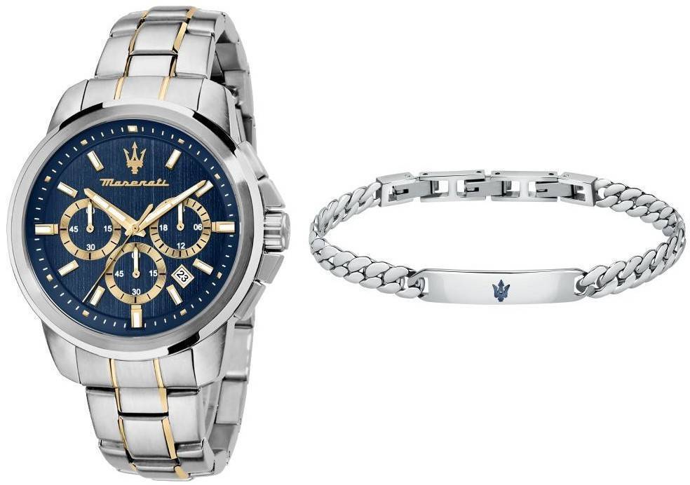 Maserati Successo Chronograph Stainless Steel Blue Dial Quartz R8873621036 Men's Watch Gift Set