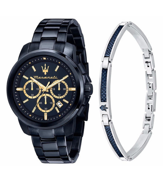 Maserati Successo Chronograph Stainless Steel Blue Dial Quartz R8873621042 Men's Watch With Extra Bracelet
