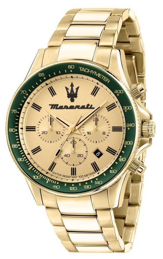 Maserati Sfida Chronograph Gold Tone Dial Quartz R8873640005 100M Men's Watch