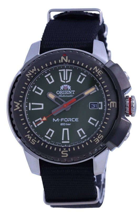 Orient M-Force Green Dial Stainless Steel Automatic Diver's RA-AC0N03E10B 200M Men's Watch