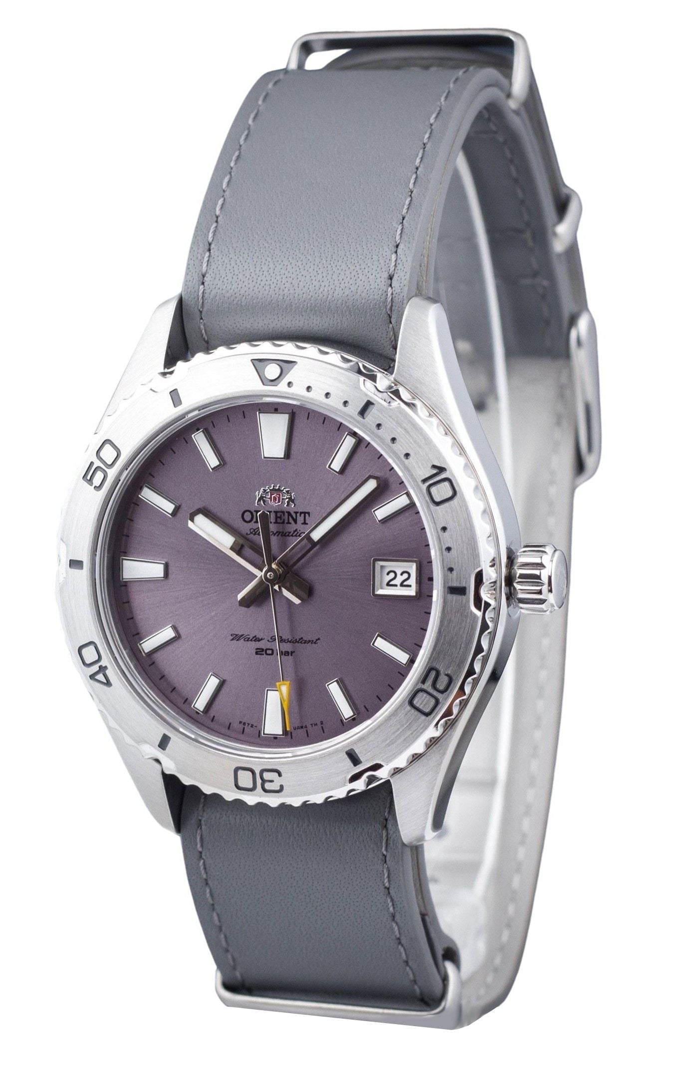 Orient Sports Leather Strap Lilac Dial Automatic Diver's RA-AC0Q07V10B RA-AC0Q07V30B 200M Men's Watch