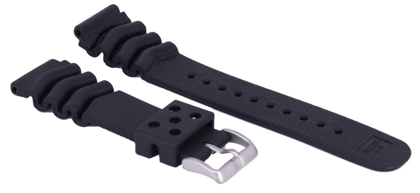 Seiko Black Rubber Watch Strap 22mm