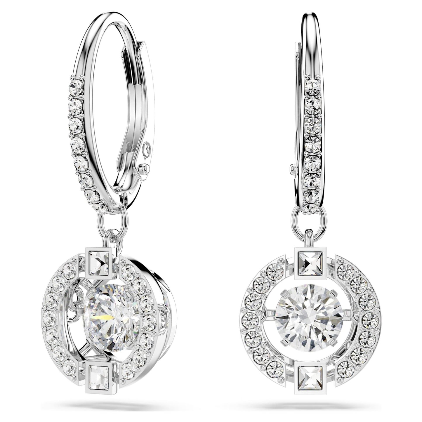 Swarovski Una Rhodium Plated And Zirconia Drop Earrings 5504652 For Women