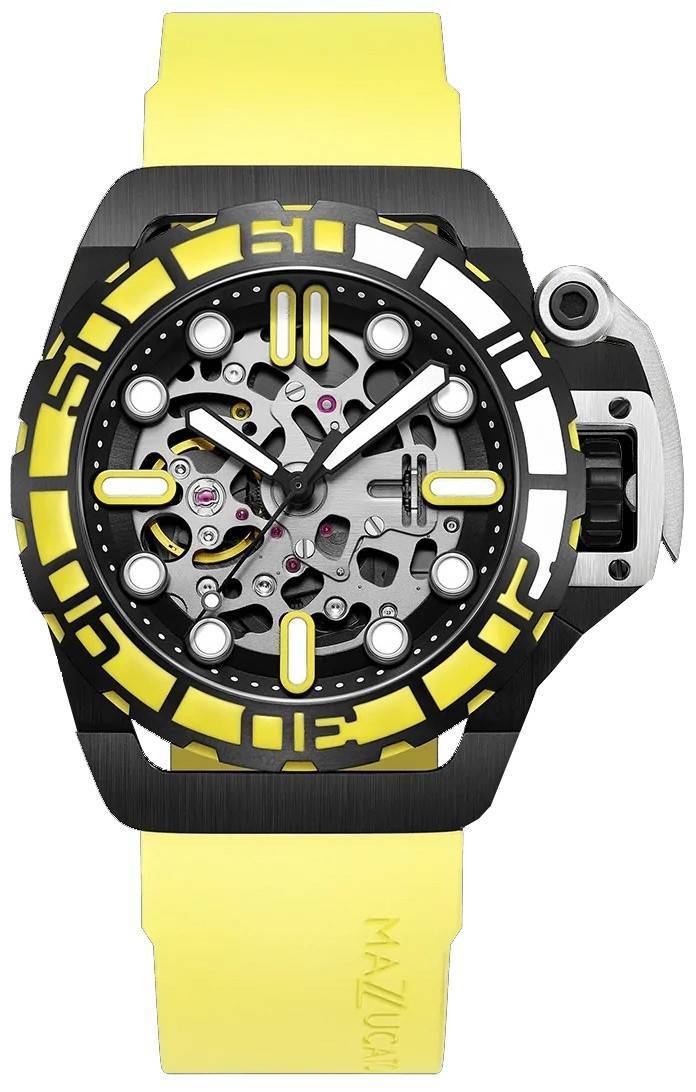 Mazzucato RIM Sub Yellow And Black Skeleton Dial Automatic Dive SK4-YL 100M Men's Watch