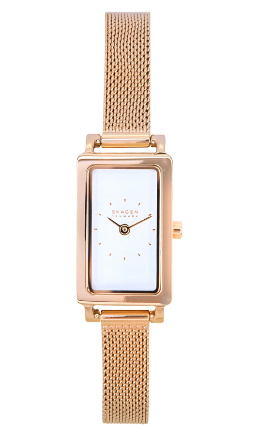 Skagen Hagen Micro Rose Gold Tone Stainless Steel White Dial Quartz SKW3148 Women's Watch