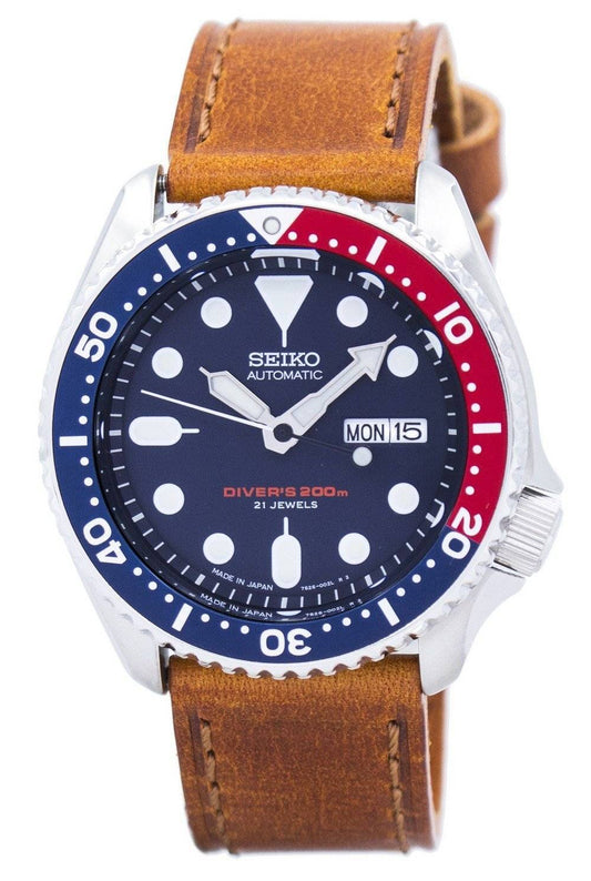 Seiko Automatic Diver's Brown Leather SKX009J1-var-LS9 200M Men's Watch