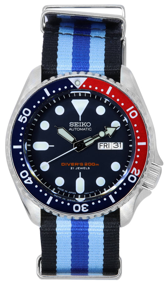 Seiko Blue Dial Automatic Diver's SKX009J1-var-NATO20 200M Men's Watch