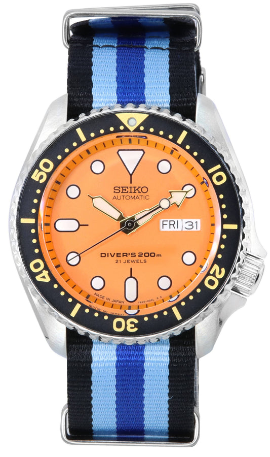 Seiko Orange Dial Automatic Diver's SKX011J1-var-NATO20 200M Men's Watch