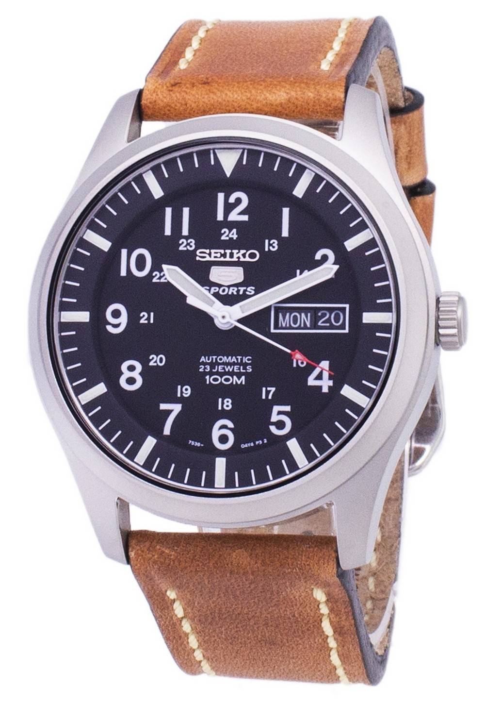 Seiko 5 Sports SNZG15K1-var-LS17 Automatic Brown Leather Strap Men's Watch