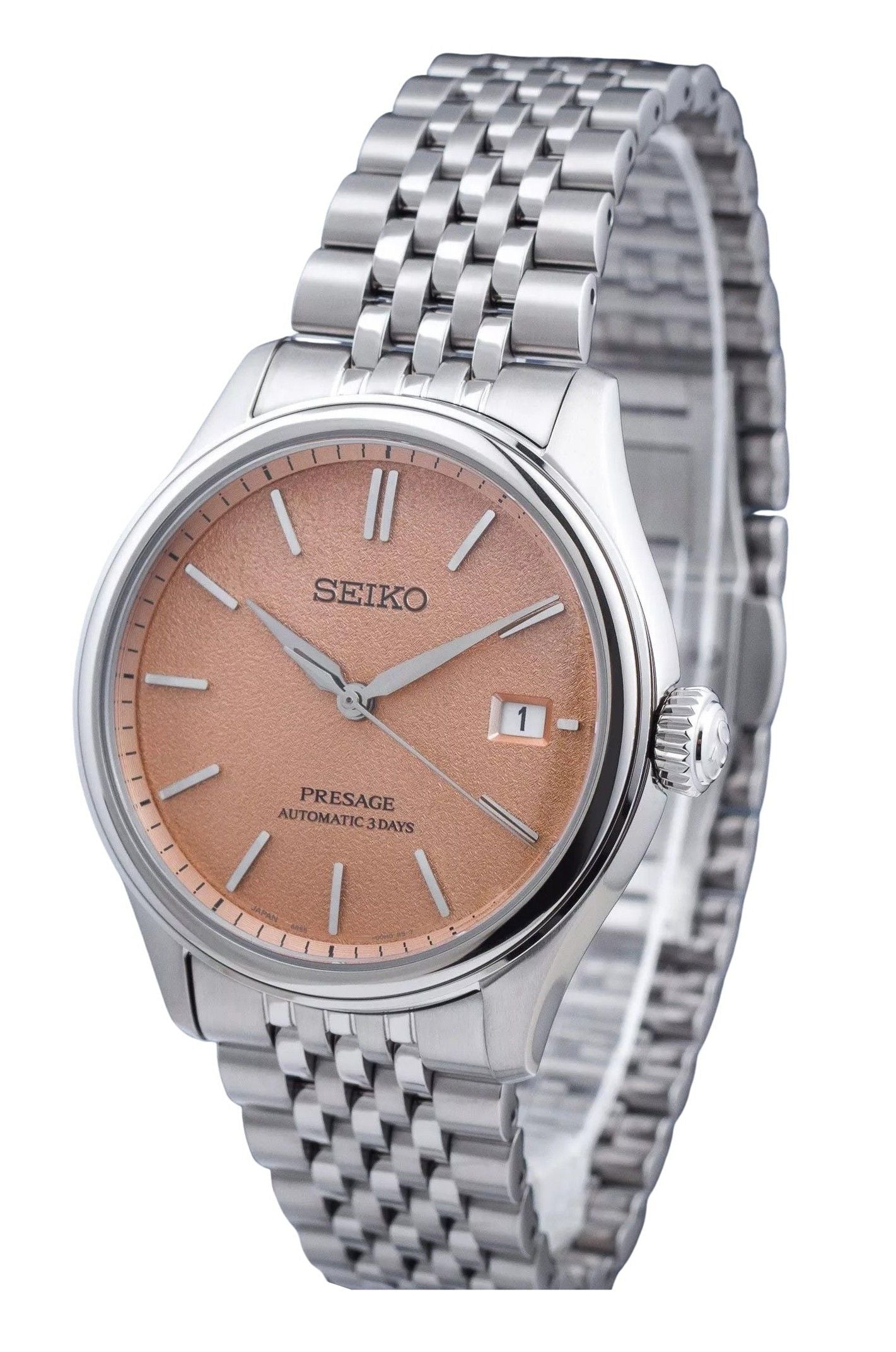 Seiko Presage Classic Araigaki Stainless Steel Orange Dial Automatic SPB467J1 100M Men's Watch