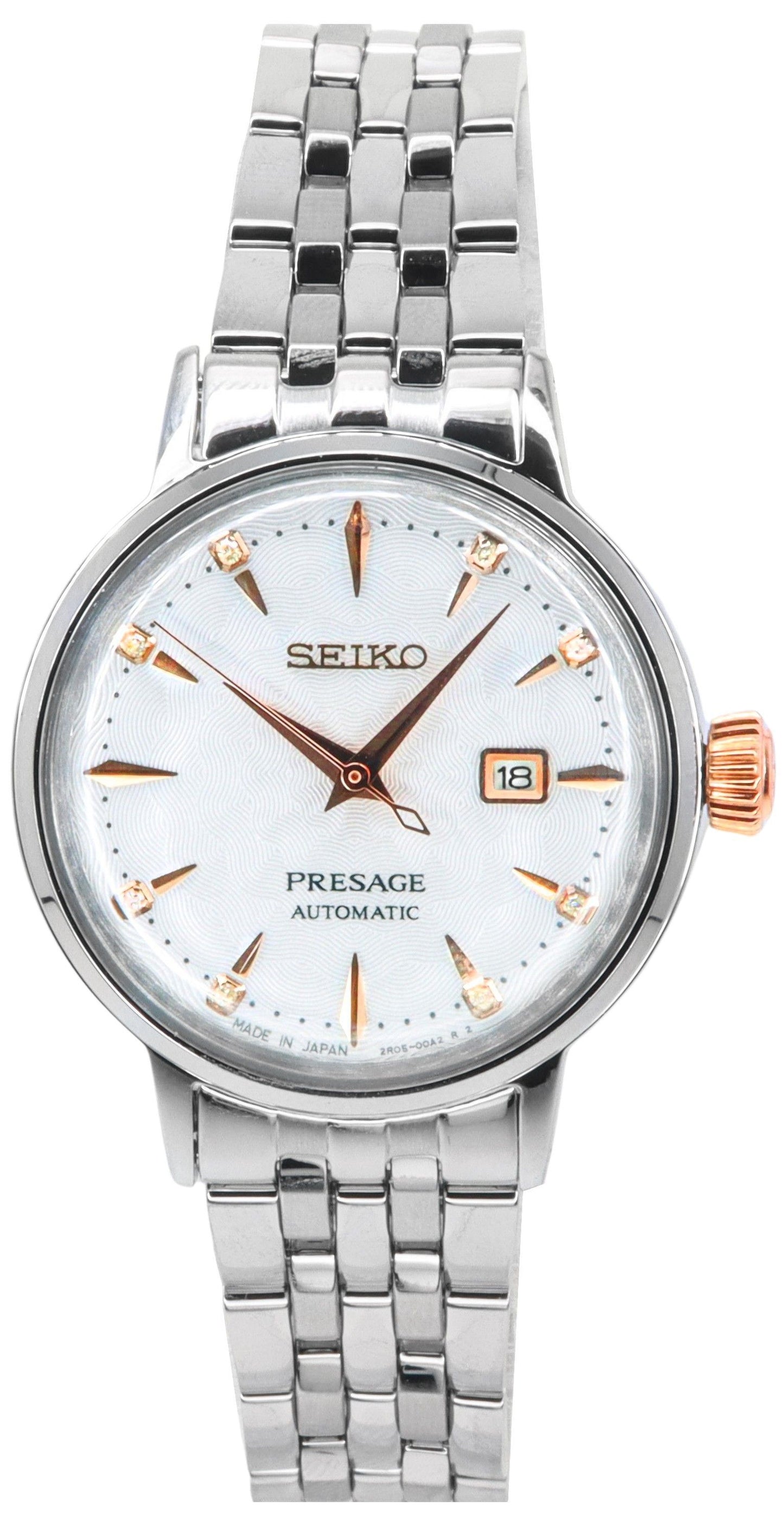 Seiko Presage Cocktail Time Clover Club Diamond Accents White Dial Automatic SRE009J1 Women's Watch